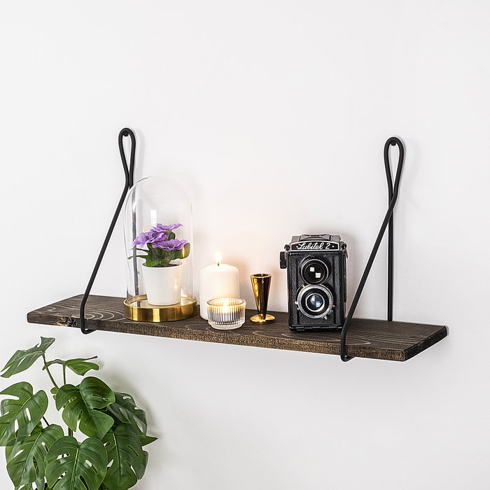 Hanah Home Amaryllis Estantería de Pared Negro y Nogal Oscuro Hanah Home Amaryllis Estantería de Pared Negro y Nogal Oscuro